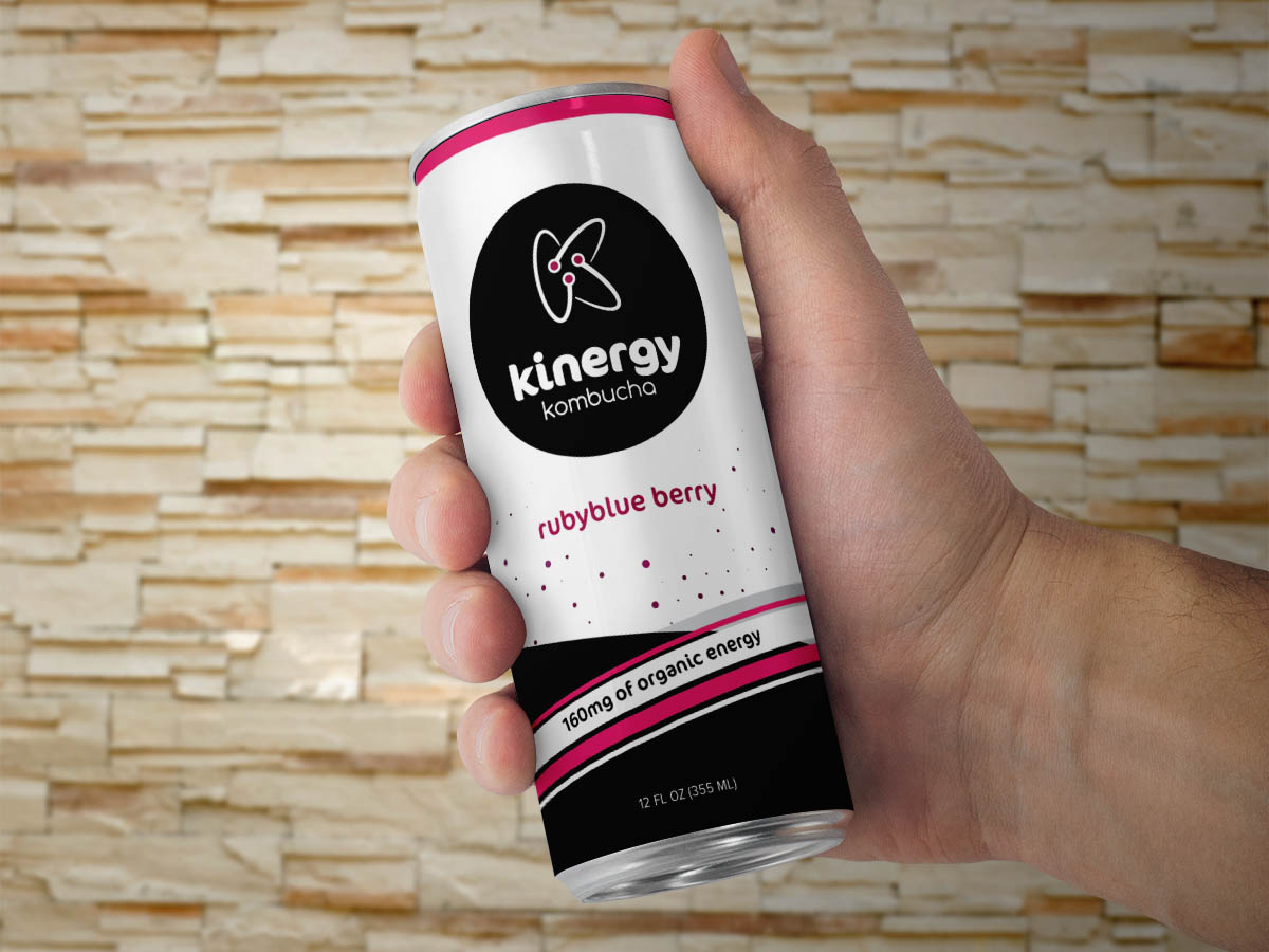 Kinergy kombucha Energy Drink packaging design
